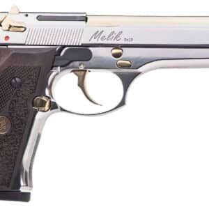 Derya Firearms 15L.MELIK9.NG.TR Melik 9mm Luger 15+1 4.90" Gold TiN Steel Barrel, Black Melonite Serrated Steel Slide, Black Aluminum Frame, Black Polymer Grip
