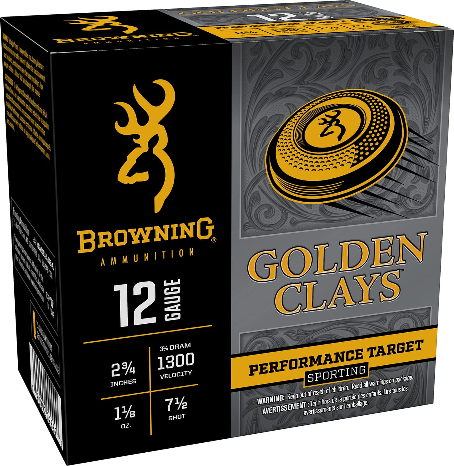 Browning Ammo BGC12SC7 Golden Clays 12Gauge 2.75" 1 1/8oz 7.5Shot 25 Per Box/10 Case