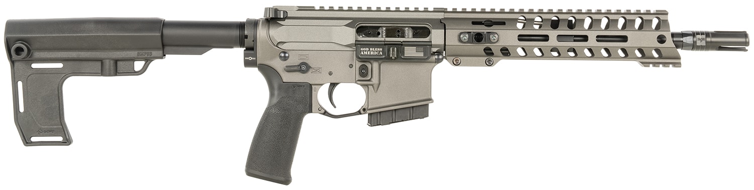 Patriot Ordnance Factory 2171 P15 Constable 300 Blackout 30+1 10.50" M-LOK Handguard, Tungsten Cerakote Aluminum Receiver w/Picatinny Rail, Black Polymer MFT Blade Stabilizer, MFT Grip