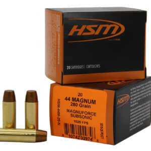 HSM 44M20N 44RemMag Subsonic 280gr Hard Cast Long Flat Nose 20 Per Box/20 Case