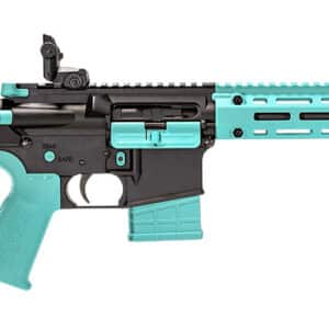 Tippmann Arms A101203 M4-22 LTE 22 LR 25+1 16" Black Parkerized Threaded Barrel, Matte Black Aluminum Receiver w/Picatinny Rail, Robin Egg Blue M-LOK Handguard, Composite Forend, Black Polymer Stock,