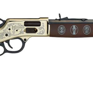 Henry H006GES2 Eagle Scout Centennial Tribute 2nd Edition 44 Special/44 Mag 10+1 20" Blued Octagon Barrel, Polished Brass w/Nickel Plating Drilled & Tapped Receiver, American Walnut Straight Stock