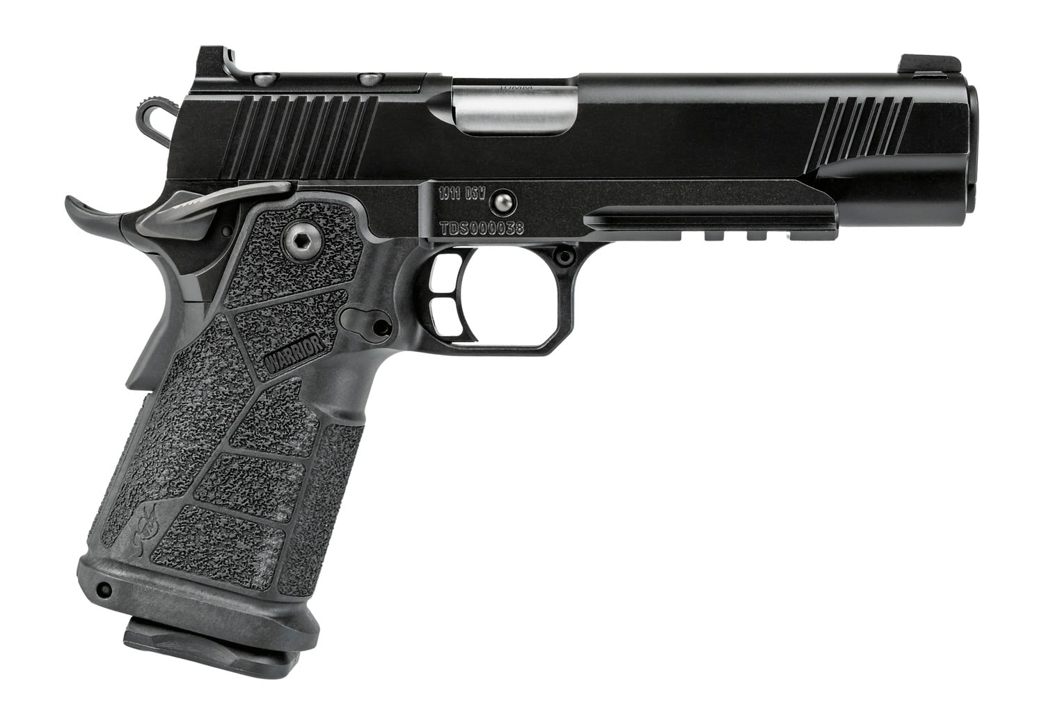 Kimber Mfg, Inc 3600302 DS Warrior 9mm Luger 20+1 5" Matte Stainless Barrel, KimPro Black Optic Cut/Serrated Slide, Black Stainless Steel Frame w/Beavertail & Picatinny Rail, Black Carbon Fiber Grip,
