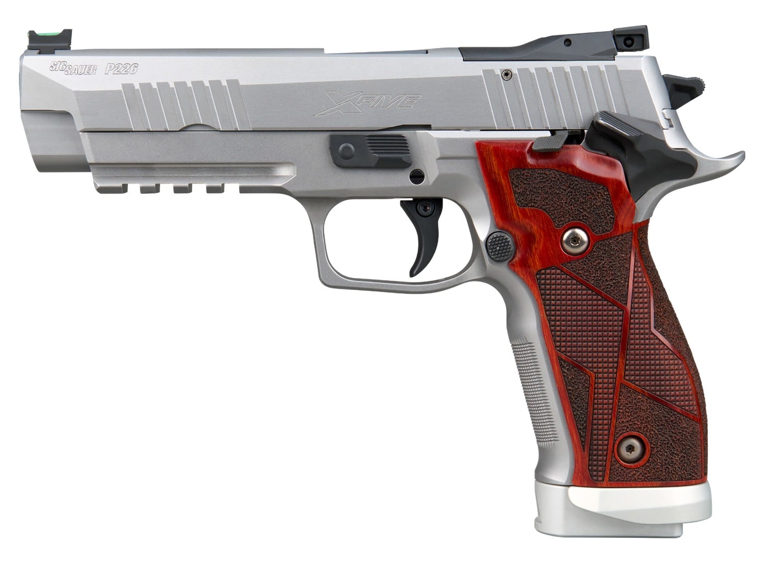 Sig Sauer 226X59CL2SAO P226 XFive Classic Full Size 9mm Luger 10+1 5" Bull Barrel, Stainless Steel Optic Ready/Serrated Slide & Frame w/Beavertail & Picatinny Rail, Hogue Cocobolo Grip, SIG-LOC Footpr