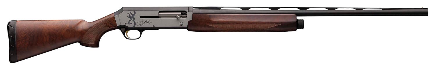 Browning 011413305 Silver Field 12 Gauge 26" 3" 4+1, Alloy Receiver With Silver/Matte Black Bi-Tone Finish, Satin Turkish Walnut Stock With Cut Checkering
