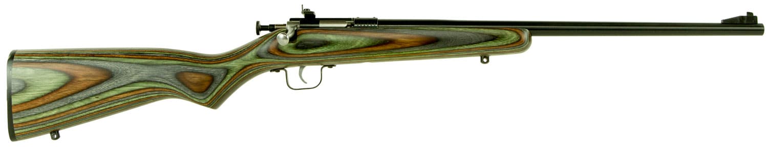 Crickett KSA2252 Youth 22 LR 1rd 16.12" Blued Barrel & Receiver, Fixed Front/Adjustable Rear Peep Sights, Camo Laminate Stock w/11.5" LOP, Rebounding Firing Pin Safety