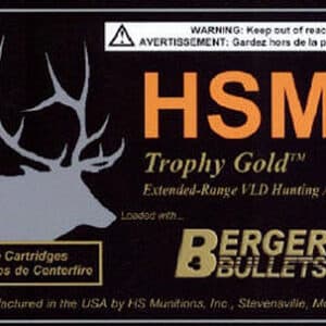 HSM 338LAP300OTM68 Trophy Gold Extended Range 338 Lapua Mag 300 gr Berger Hybrid Tactical Open Tip Match 20 Per Box/ 20 Case