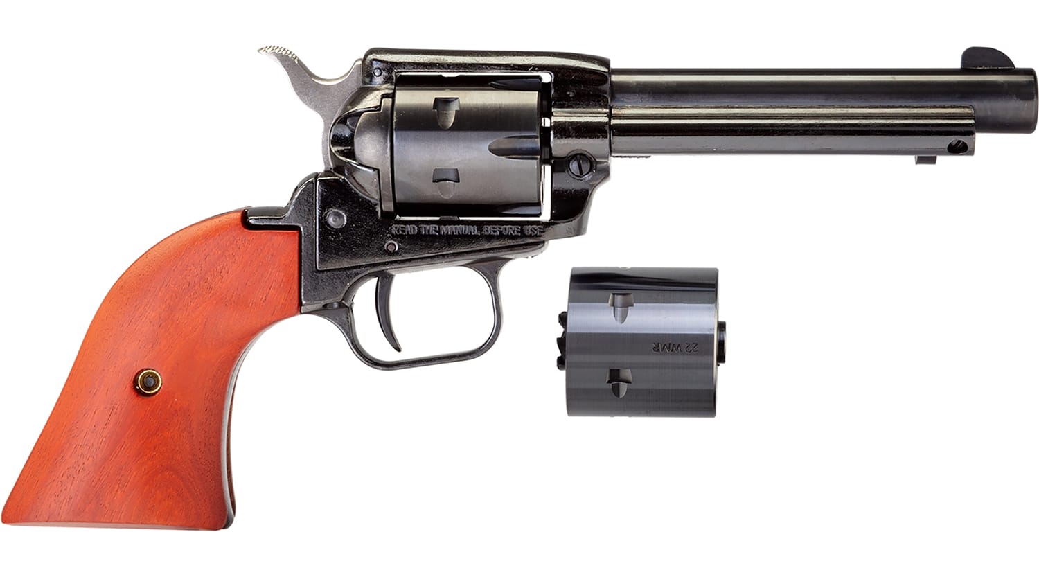 Heritage Mfg RR22MB4 Rough Rider 22 LR 22 WMR 6 Shot, 4.75" Black Steel Barrel, Black Zinc Alloy Frame, Black Cylinder, Cocobolo Grip, Hammer/Thumb Safety, Exposed Hammer