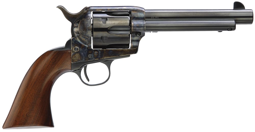 Taylors & Company 5000DE 1873 Gunfighter Deluxe 357 Mag 6rd 5.50" Blued Cylinder & Barrel Color Case Hardened Steel Frame Walnut Army Size Grip (Taylor Tuned)