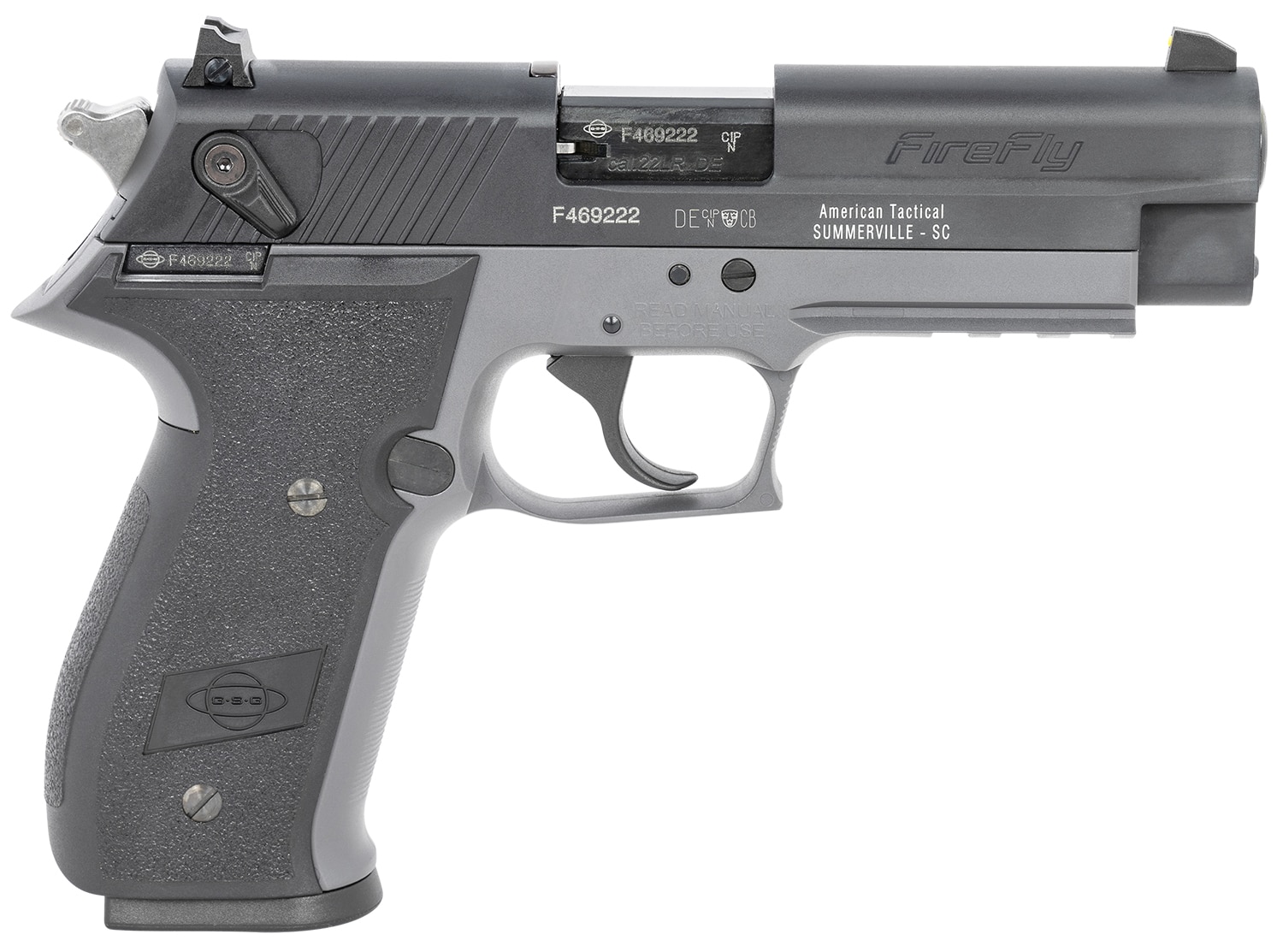 GSG GERG2210FFS FireFly 22 LR 10+1 4" Black Serrated Slide, Smoke Zinc Alloy w/Accessory Rail Frame, Black Polymer Grip