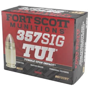 Fort Scott Munitions 357SIG095SCV Tumble Upon Impact (TUI) 357Sig 95gr Solid Copper Spun 20 Per Box/25 Case