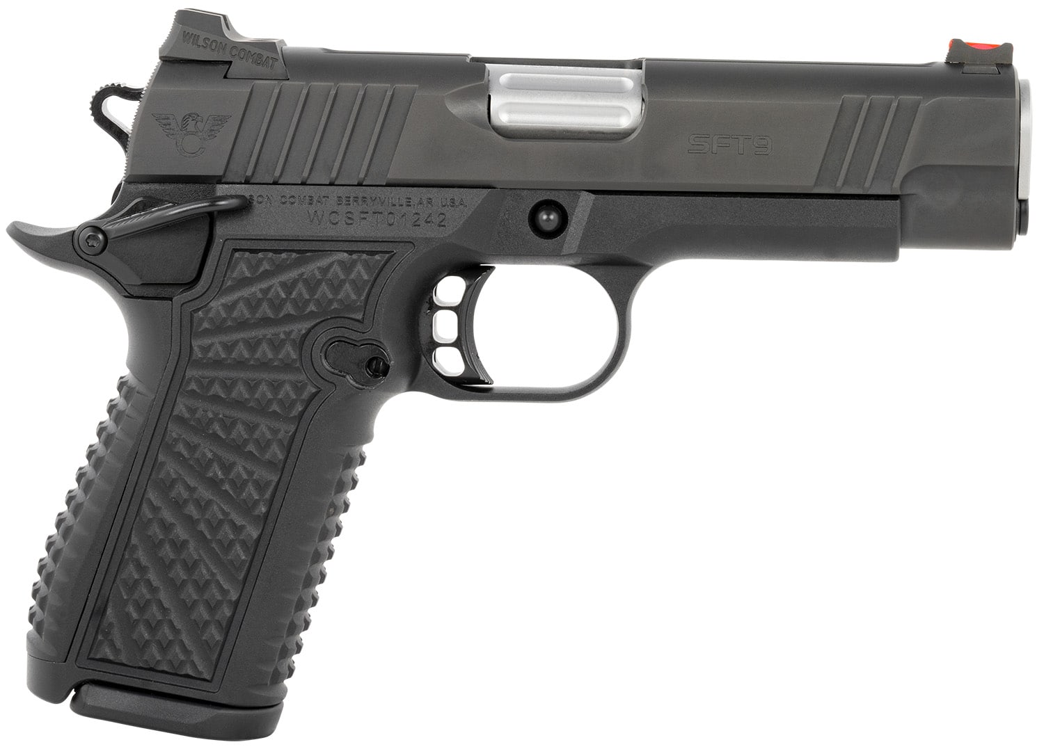 Wilson Combat SFT9CM42A SFT9 9mm Luger 15+1 (2) 4.25" Stainless, Black, Beavertail Frame, Integrated Grips, Fiber Optic Sights, Ambi Safety