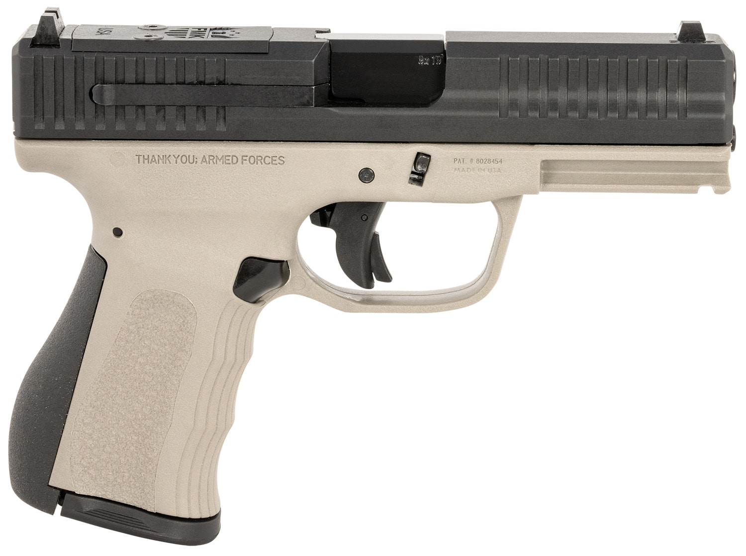 FMK FMKG49TG G3 9mm Luger 14+1 4" Stainless Steel Barrel, Black Optic Cut/Serrated Carbon Steel Slide, Titanium Gray Polymer Frame w/Picatinny Rail, Black Backstrap Grip