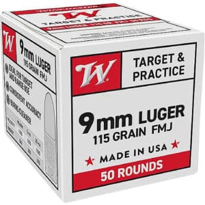 Winchester Ammo W9MM50 9mmLuger 115gr Full Metal Jacket 50 Per Box/20 Case