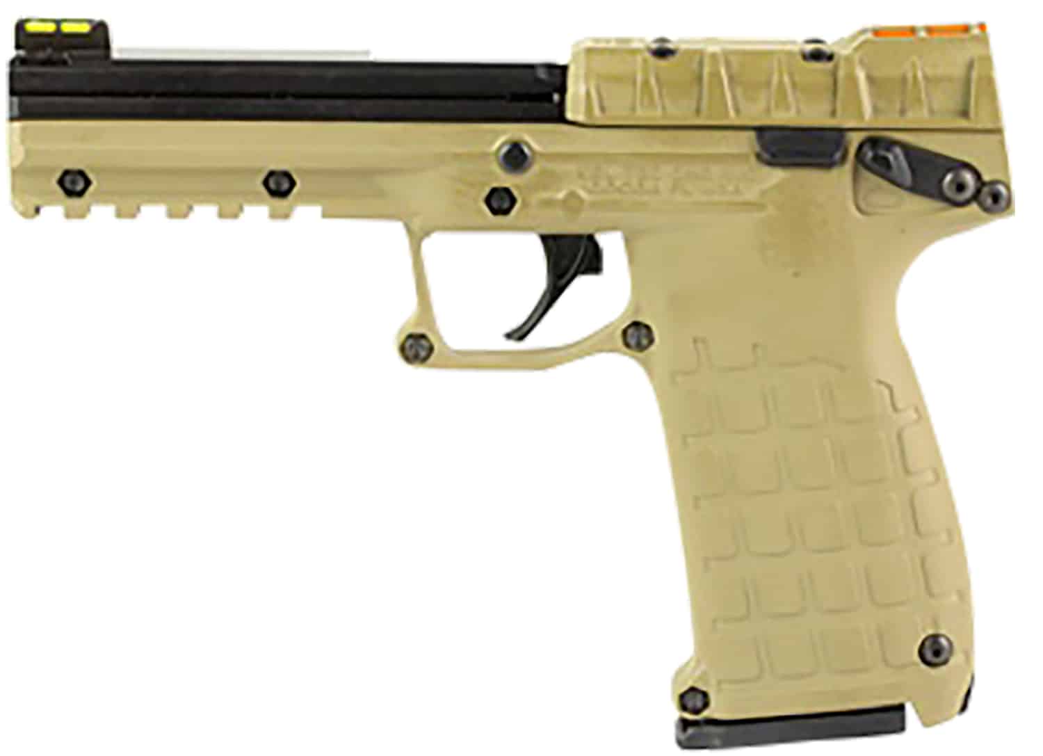 Kel-Tec PMR30TAN10 PMR30 22 WMR 10+1 4.30" Black Fluted Steel Barrel, Black/Tan Serrated Slide, Tan Polymer Frame w/Picatinny Rail, Tan Textured Polymer Grip