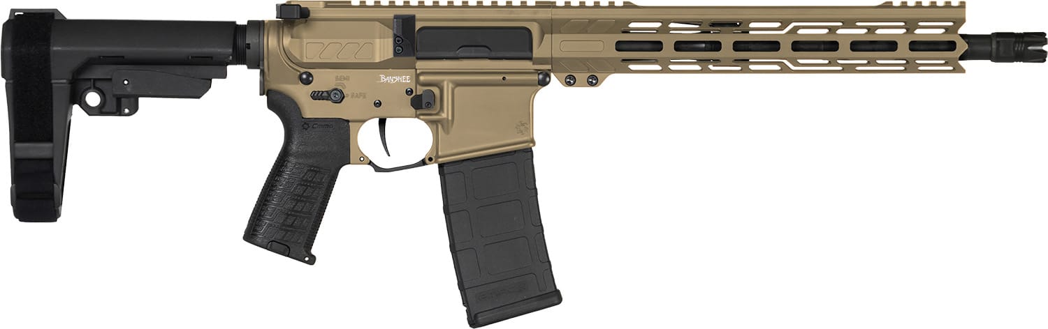 CMMG 30AB20FCT Banshee MK4 300 Blackout 30+1 12.50" Black Nitride Medium Taper Threaded Barrel, EML 7" M-LOK Handguards, Coyote Tan Cerakote Aluminum Picatinny Rail Receiver, CMMG Zeroed Grips