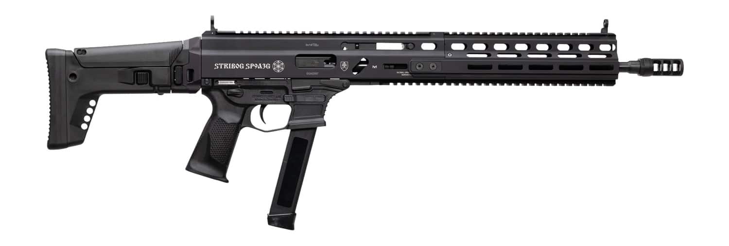 Grand Power 810091156094 Stribog SP9A3G 9mm Luger 16" Black Barrel, Black Receiver, Polymer Stock & Grip