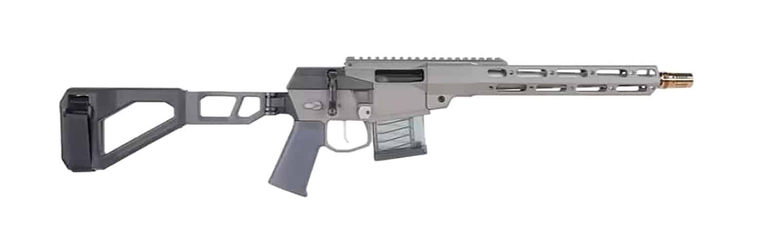 Q LLC MINIFIX55612INPISTOL Mini Fix 5.56 NATO 12" Gray Tapered Threaded Barrel, M-LOK Handguard, Gray Picatinny Rail Receiver, Adj Folding Stock, Polymer Grip