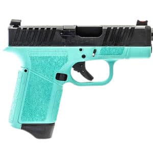 Gforce Arms GF932512RB Rapture Sub-Compact Frame 9mm Luger 12+1 3.25" Black Barrel, Black Cerakote Steel Optic Cut/Serrated Slide, Robin Egg Blue Cerakote Polymer Frame, Shield RMSc/RMR Footprint