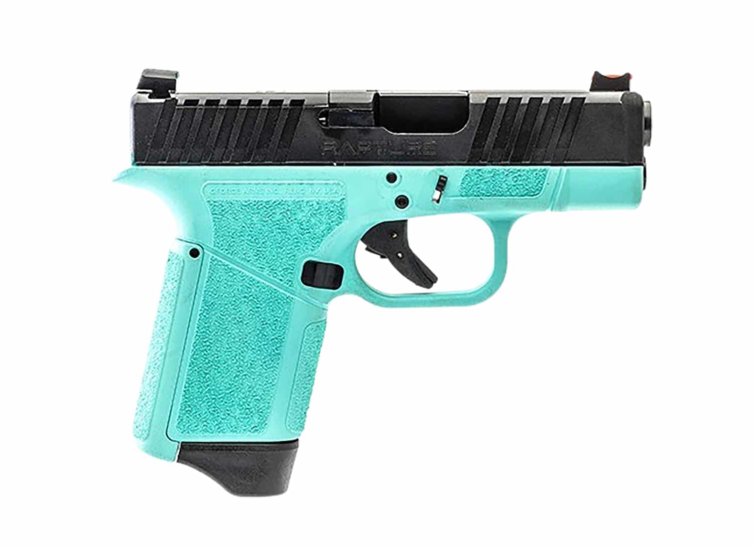 Gforce Arms GF932512RB Rapture Sub-Compact Frame 9mm Luger 12+1 3.25" Black Barrel, Black Cerakote Steel Optic Cut/Serrated Slide, Robin Egg Blue Cerakote Polymer Frame, Shield RMSc/RMR Footprint