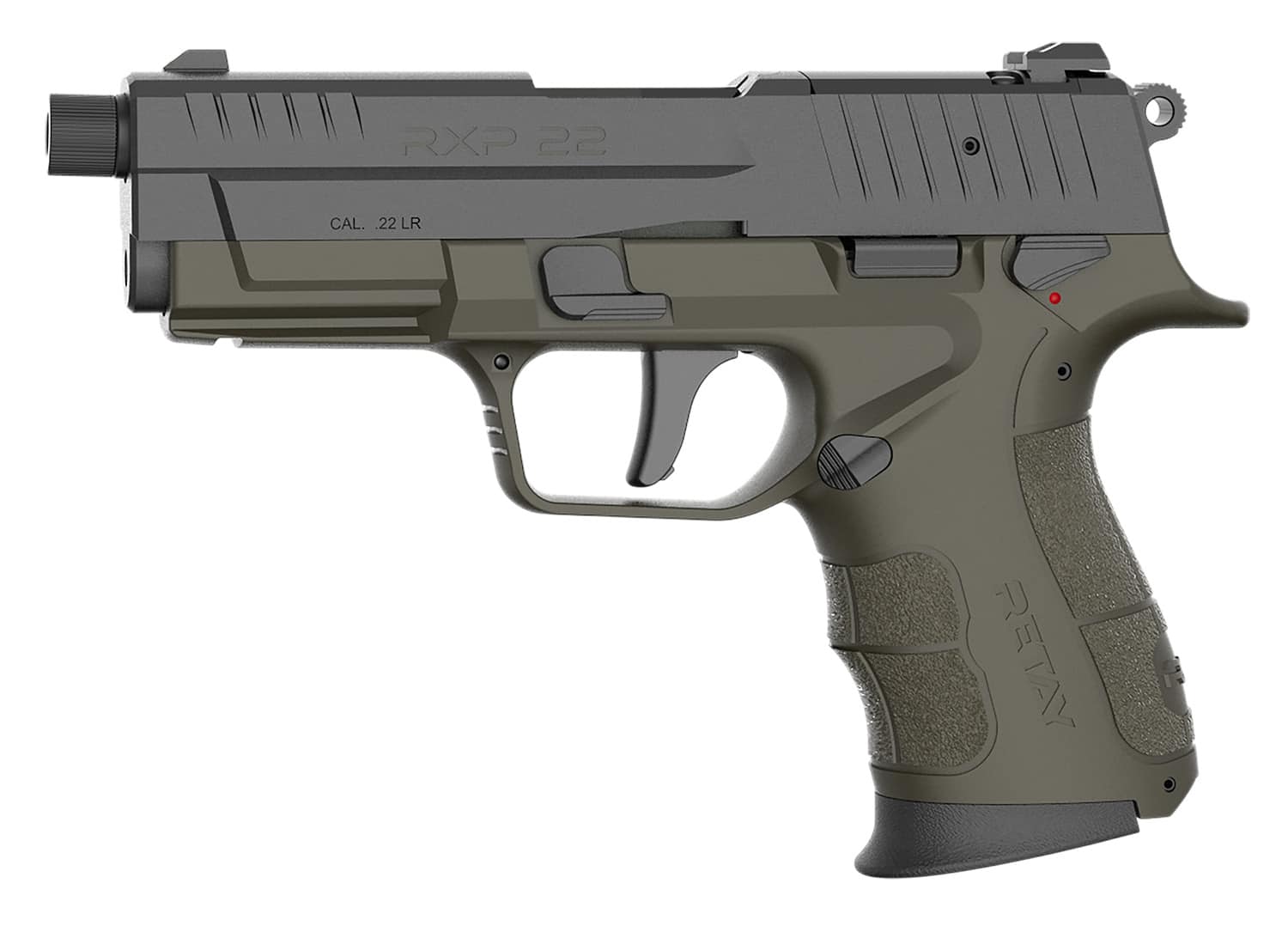 Retay USA RXP22ODBLKS10TH RXP 22 LR 10+1 4" Threaded Barrel, Black Cerakote Optic Ready/Serrated Slide, OD Green Cerakote Polymer Frame w/Accessory Rail, RMR/RMSc Footprint