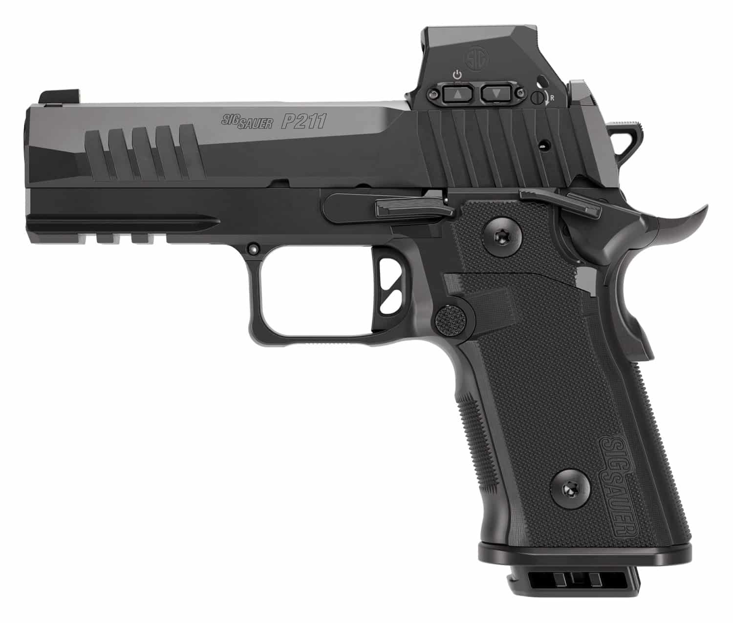 Sig Sauer 211CA9GT4RXSL P211 GT4 w/Optic Carry 9mm Luger 21+1 4.20" Black Barrel, Black Nitron Stainless Steel Serrated w/Optic Slide & Stainless Steel Frame w/Beavertail & Picatinny Rail, G10 Grip Pa