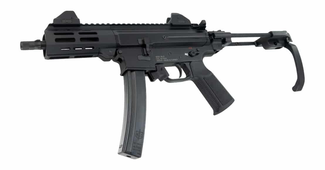 MAC 12755002 IX 9mm Luger 6.50" Black Anodized Threaded Barrel & Receiver w/Picatinny Rail, M-LOK Handguard, Black Polymer Tailhook Retractable Brace