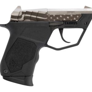 Taurus 1-22TUC139-USFLAG 22TUC Micro-Compact Frame 22 LR 9+1 2.50" Stainless Tip-Up Barrel, Custom Engraved Serrated Slide, Black Polymer Frame