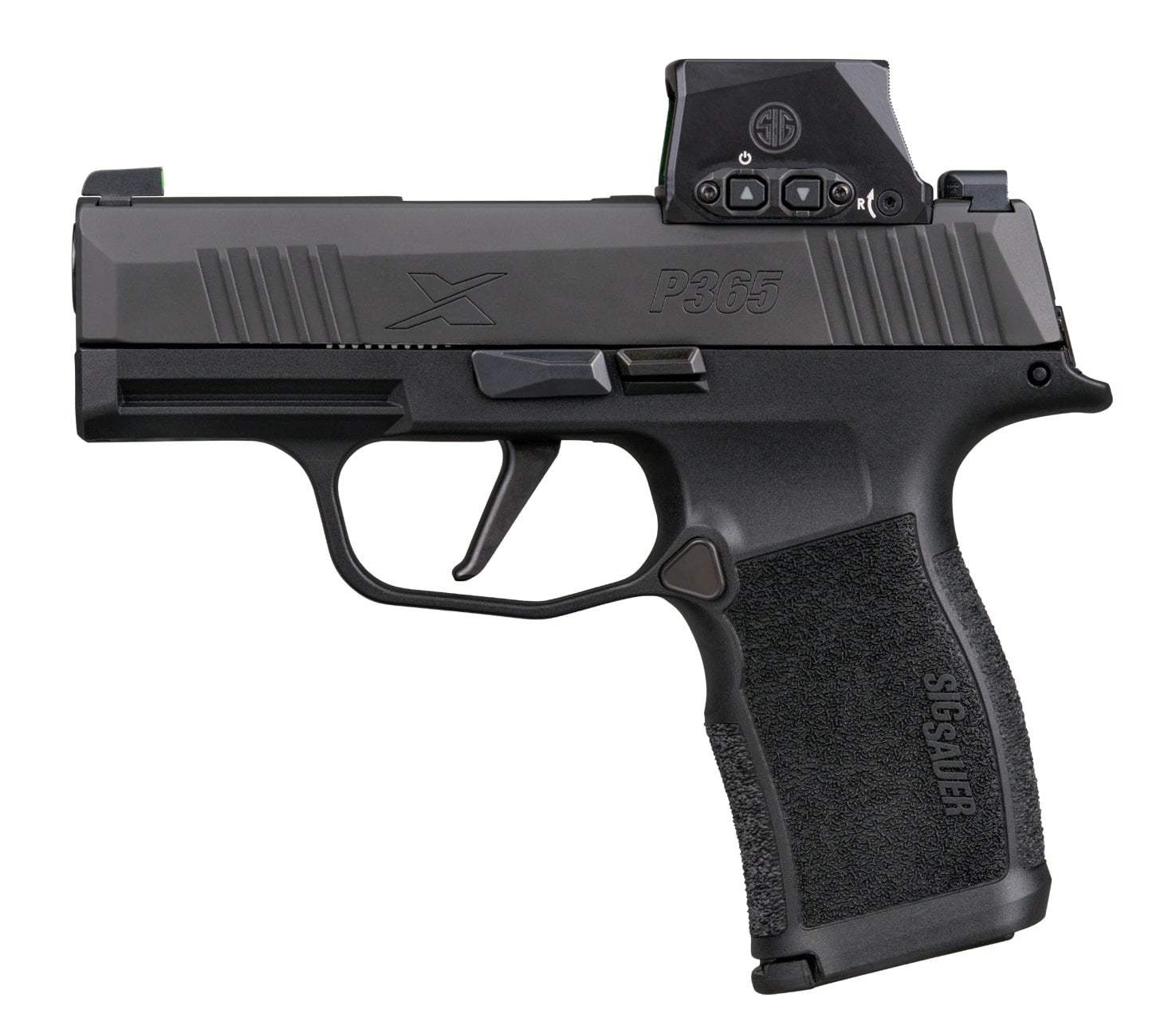 Sig Sauer 365X9BXR3RXSL10 P365X w/Optic Micro-Compact 9mm Luger 10+1 3.10" Black Barrel, Black Nitron Stainless Steel Serrated w/Sig ROMEO-X SIG-LOC Reflex Sight, Black Stainless Steel Frame w/Accesso