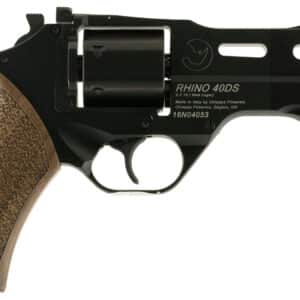Chiappa Firearms 340165 Rhino 40DS Medium Frame 9mm Luger 6 Shot 4" Black Anodized Steel Vent Rib Barrel, Blued Steel Cylinder, Black Anodized Aluminum Frame, Walnut Grip, Concealed Hammer