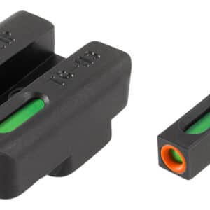 TruGlo TG13WA2PC TFX Pro  Black | Green Tritium & Fiber Optic Orange Outline Front Sight Green Tritium & Fiber Optic Rear Sight