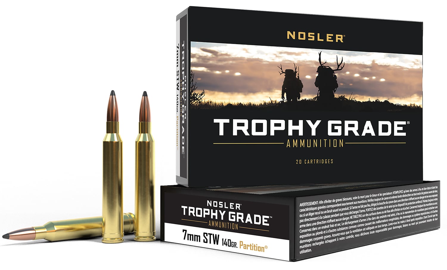 Nosler 60046 Trophy Grade 7mmSTW 140gr Nosler Spitzer Partition 20 Per Box/10 Case