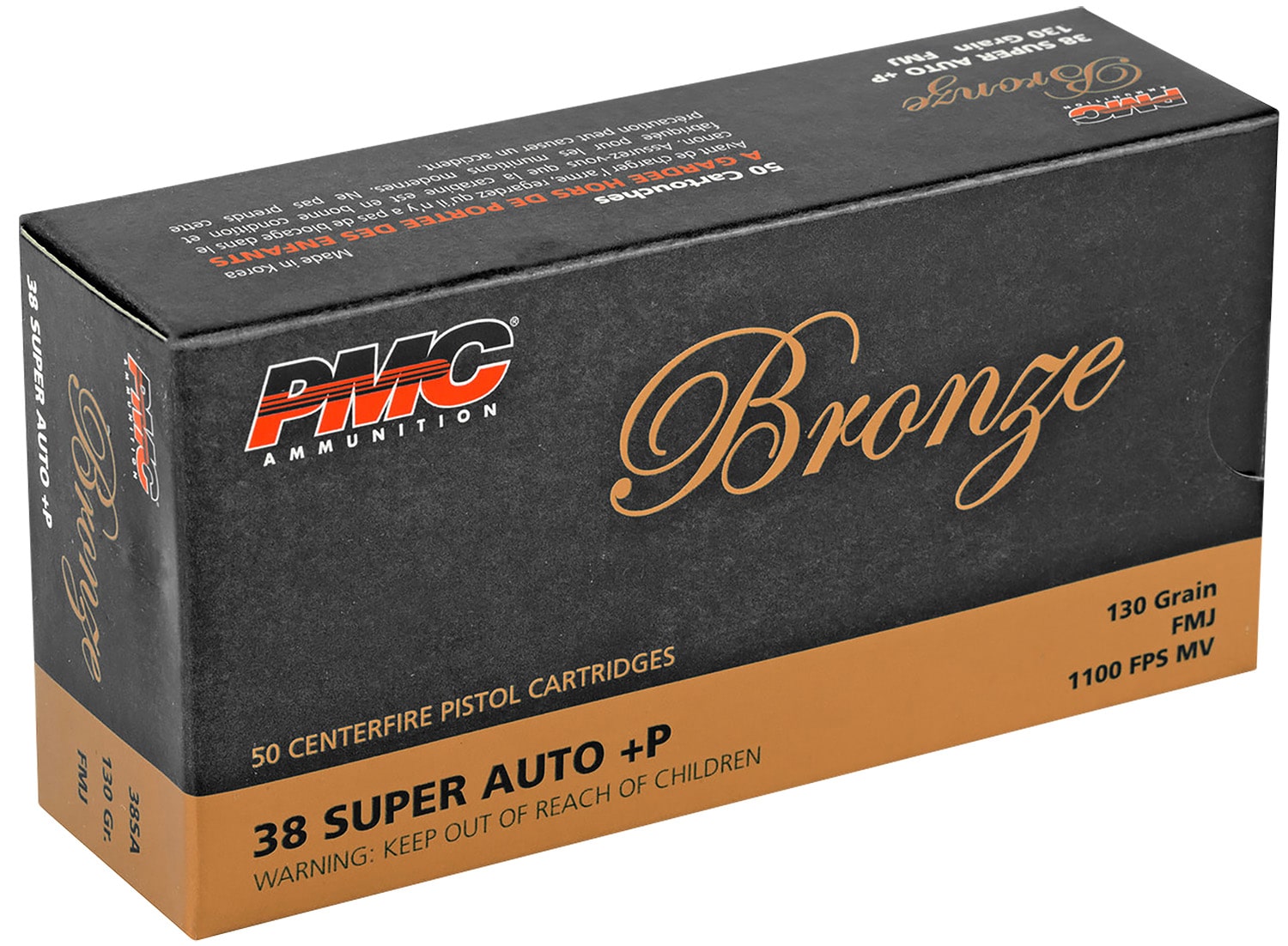 PMC 38SA Bronze 38Super+P 130gr Full Metal Jacket 50 Per Box/20 Case