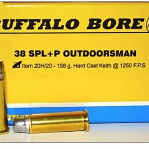Buffalo Bore Ammunition 20H20 Outdoorsman Strictly Business 38Special +P 158gr Hard Cast 20 Per Box/12 Case