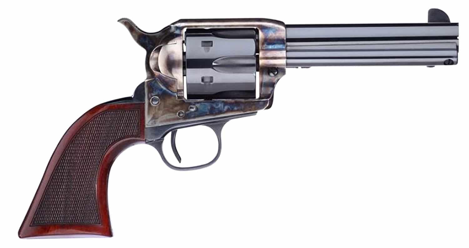 Taylors & Company 556204DE Short Stroke Smoke Wagon 357 Mag 6rd 4.75" Blued Cylinder & Barrel Color Case Hardened Steel Frame Checkered Walnut Navy Size Grip (Taylor Tuned)