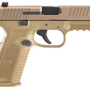 FN 66100489 509 9mm Luger 17+1 4" Black Target Crown Steel Barrel, Flat Dark Earth Serrated Stainless Steel Slide & Polymer Frame w/Picatinny Rail, FDE Interchangeable Backstrap Grip, Ambidextrous