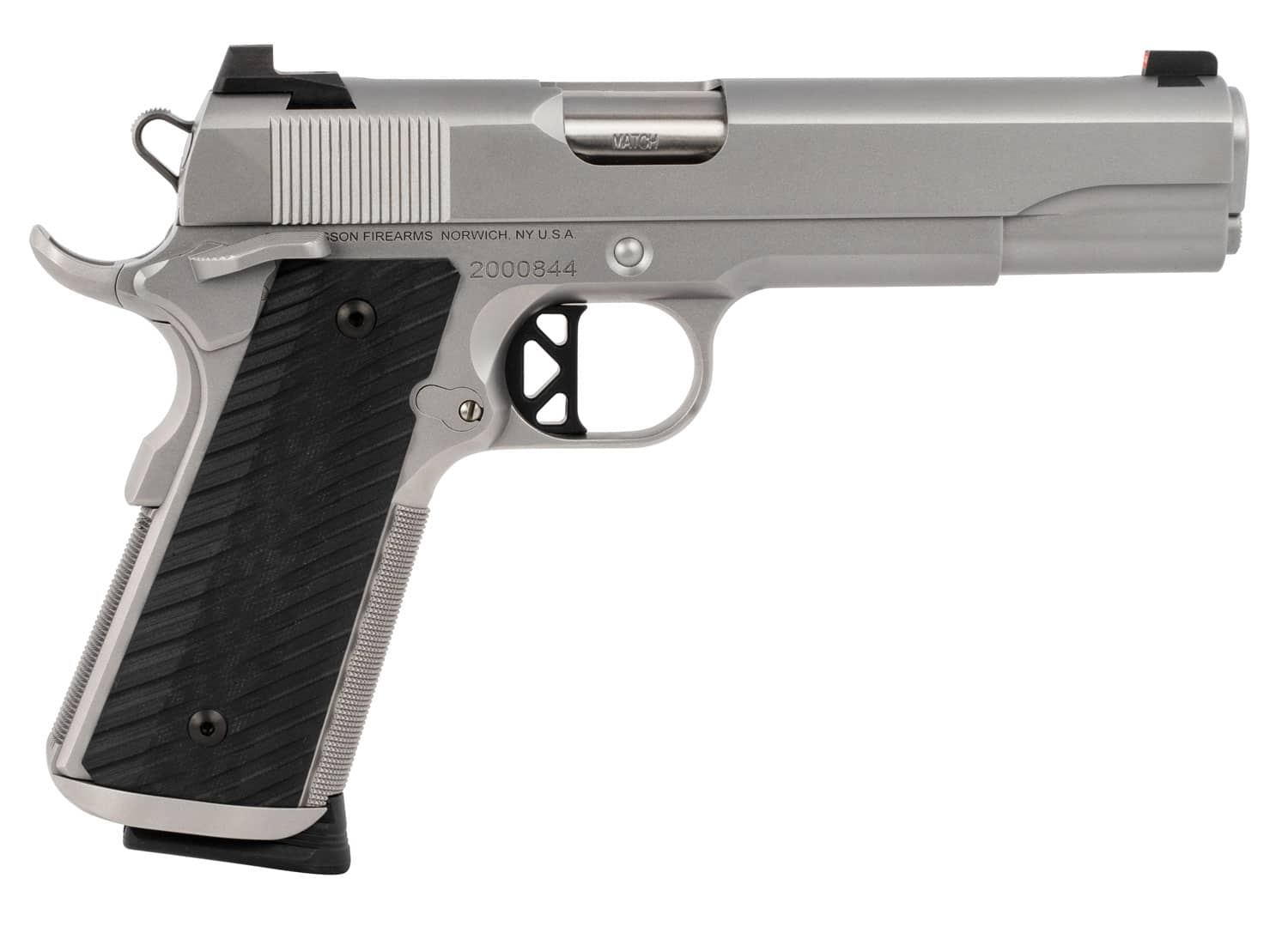 Dan Wesson 01824 Valor 45 ACP 8+1 5" Stainless Steel Barrel, Bead Blasted Serrated Stainless Steel Slide & Frame w/Beavertail & Picatinny Rail, Black G10 Grip, Ambidextrous
