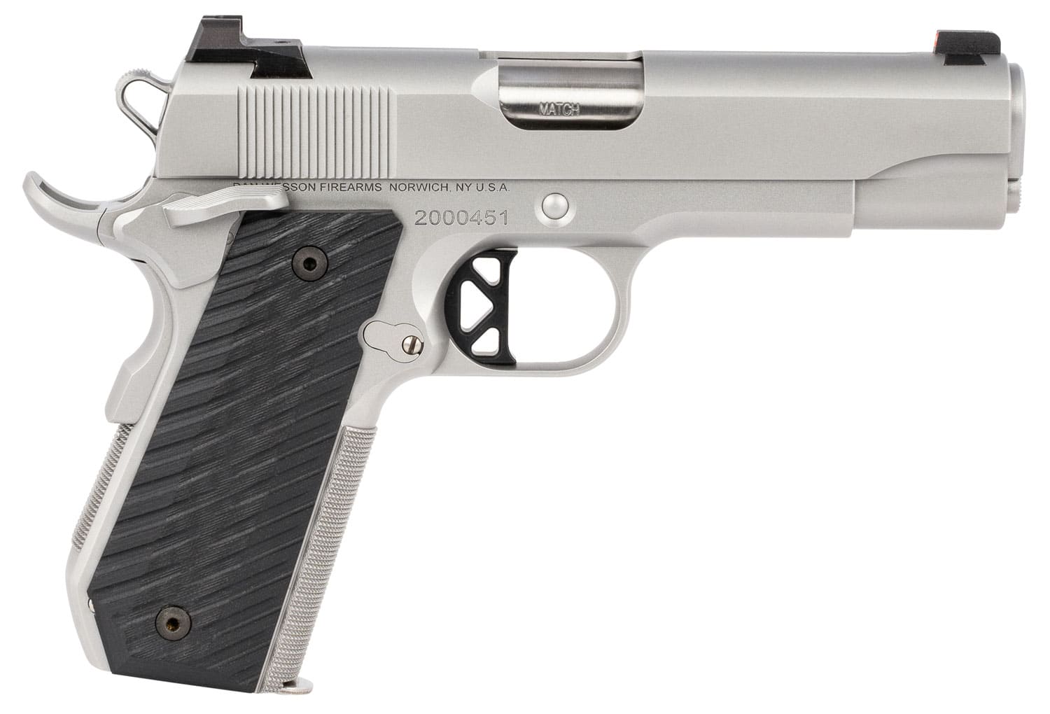 Dan Wesson 01827 V-Bob 45 ACP 8+1 4.25" Match Grade Barrel, Forged Stainless Steel Frame w/Beavertail, Serrated Bead Blasted Stainless Steel Slide, Black G10 Grip