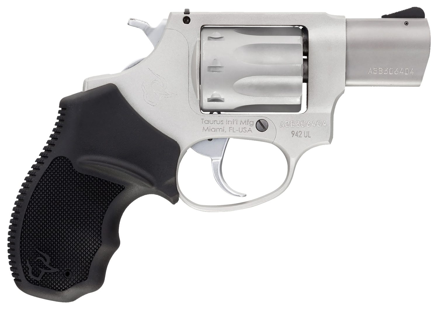 Taurus 2942029UL 942 Ultra-Lite 22 LR 8rd 2" Matte Stainless Finish Barrel, Matte Stainless Finish Cylinder, Stainless Anodized Finish Aluminum Frame & Finger Grooved Black Polymer Grip
