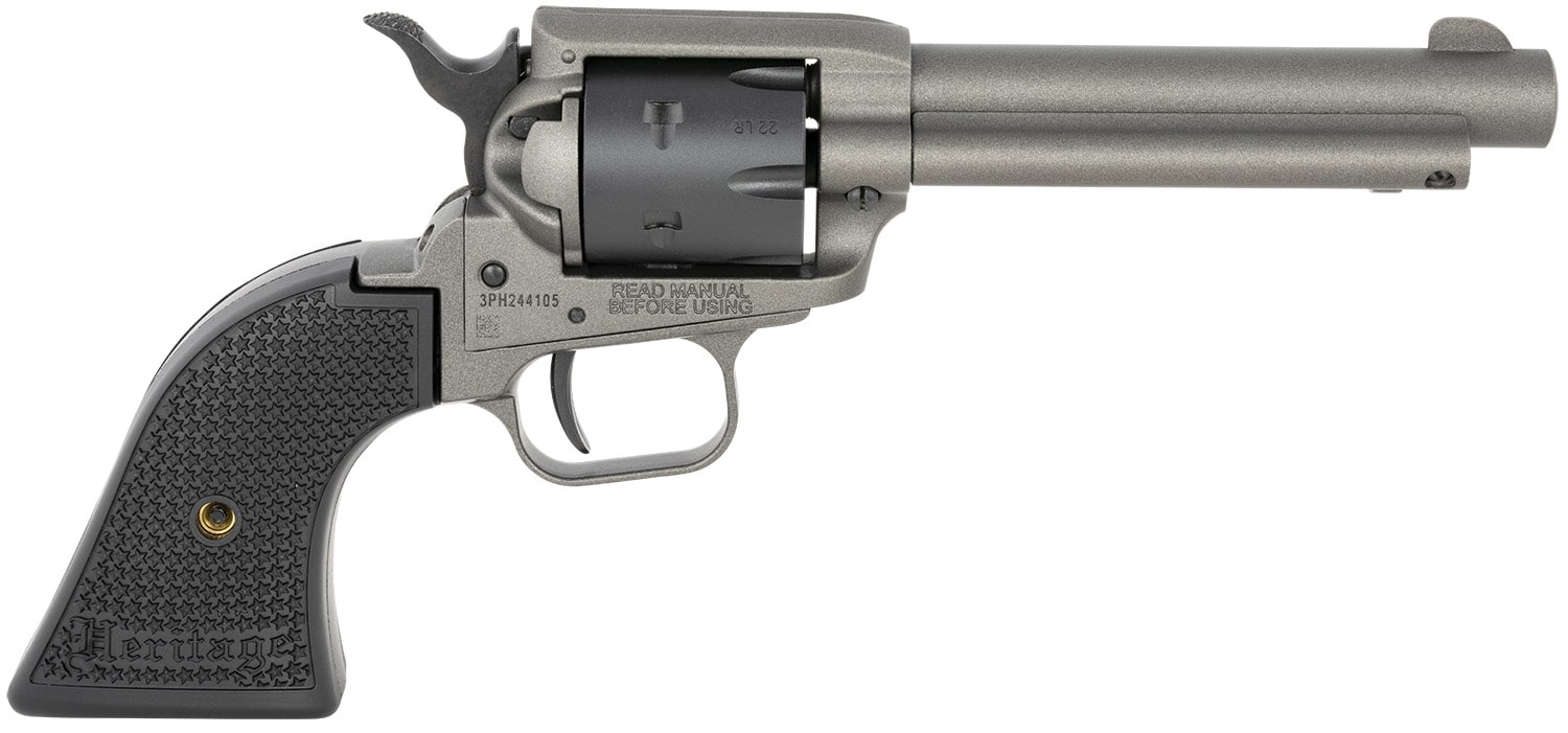 Heritage Mfg RR22C4 Rough Rider 22 LR 6 Shot 4.75" Tungsten Gray Cerakote Steel Barrel & Frame, Black Satin Cylinder & Textured Polymer Grips