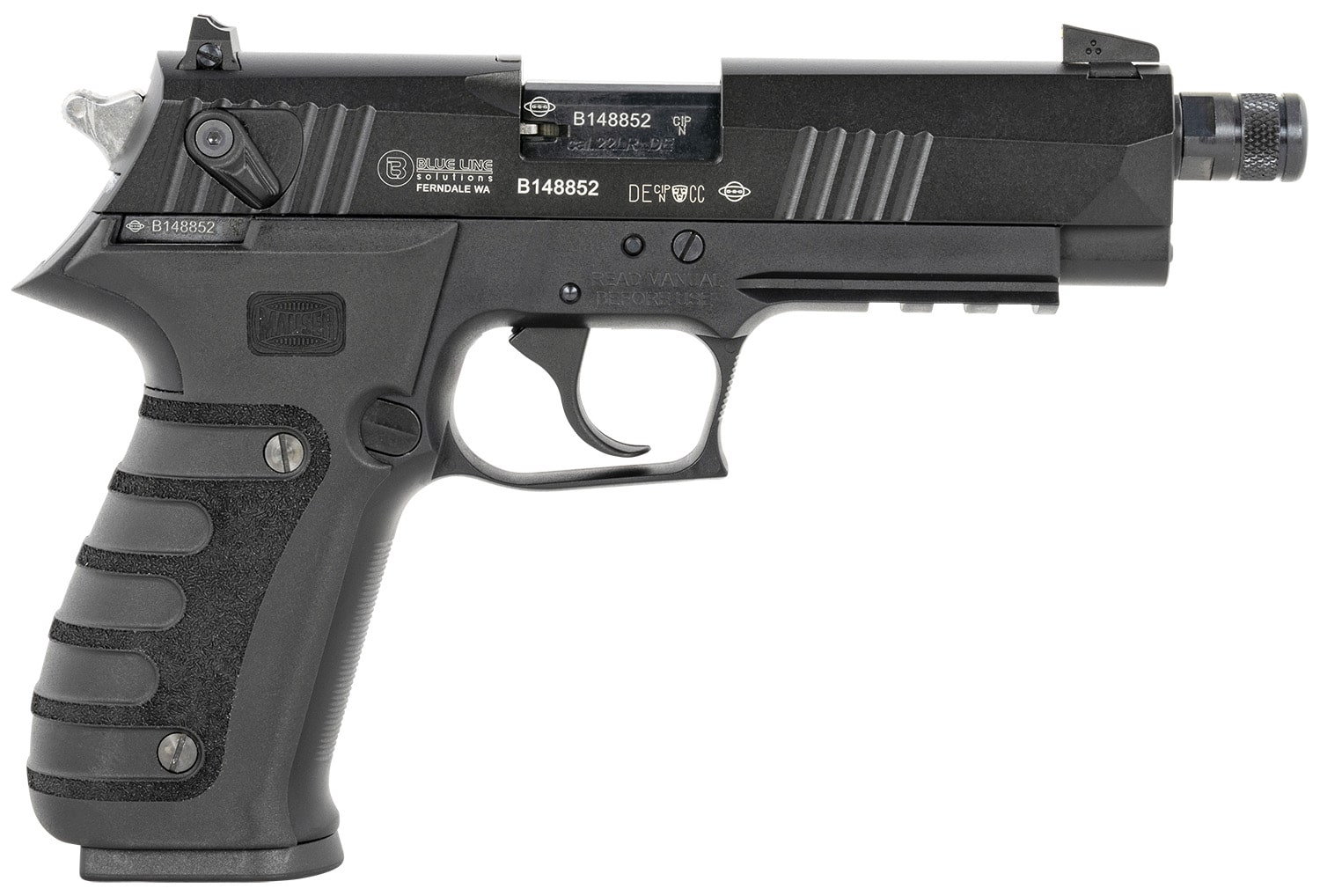 Mauser Rimfire 4010102 M20 22 LR 10+1 4.75" Black Steel Threaded Barrel, Black Serrated Slide, Black Aluminum Frame w/Picatinny Rail, Ambidextrous
