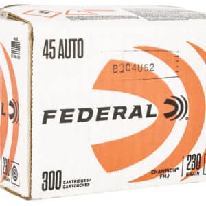 Federal C45230A300 Champion Training 45ACP 230gr Full Metal Jacket 300 Per Box/1 Case *Loose