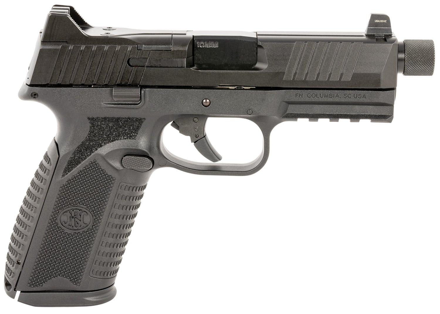 FN 66101375 510 Tactical Full Size Frame 10mm Auto 22+1, 4.71" Black Target Crown Steel Barrel, Black PVD Optic Cut/Serrated Steel Slide & Polymer Frame w/Picatinny Rail, Ambidextrous