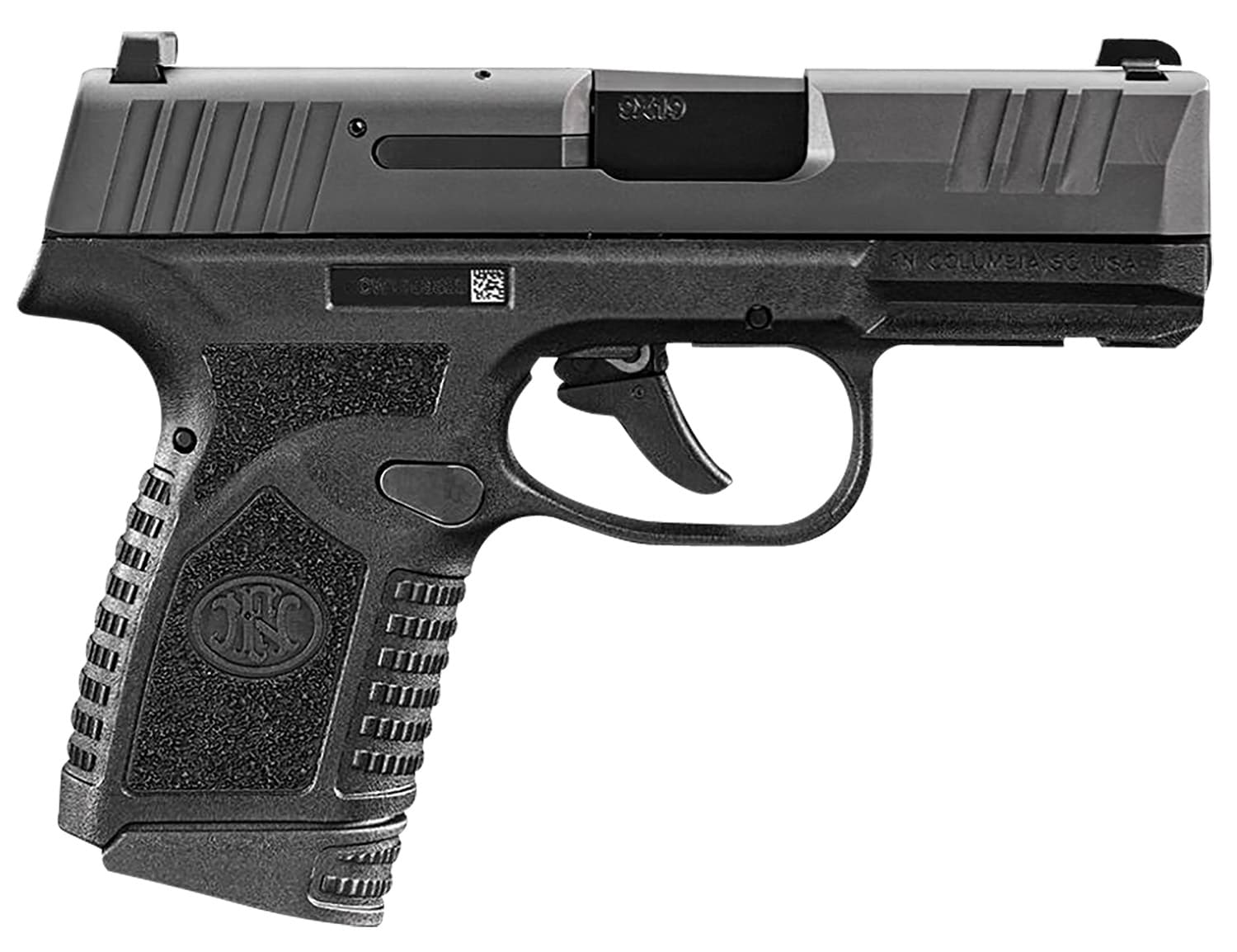 FN 66101408 Reflex Micro-Compact Frame 9mm Luger 15+1/11+1, 3.30" Black Target Crown Steel Barrel, Black PVD Serrated Steel Slide & Polymer Frame w/Picatinny Rail, Ambidextrous