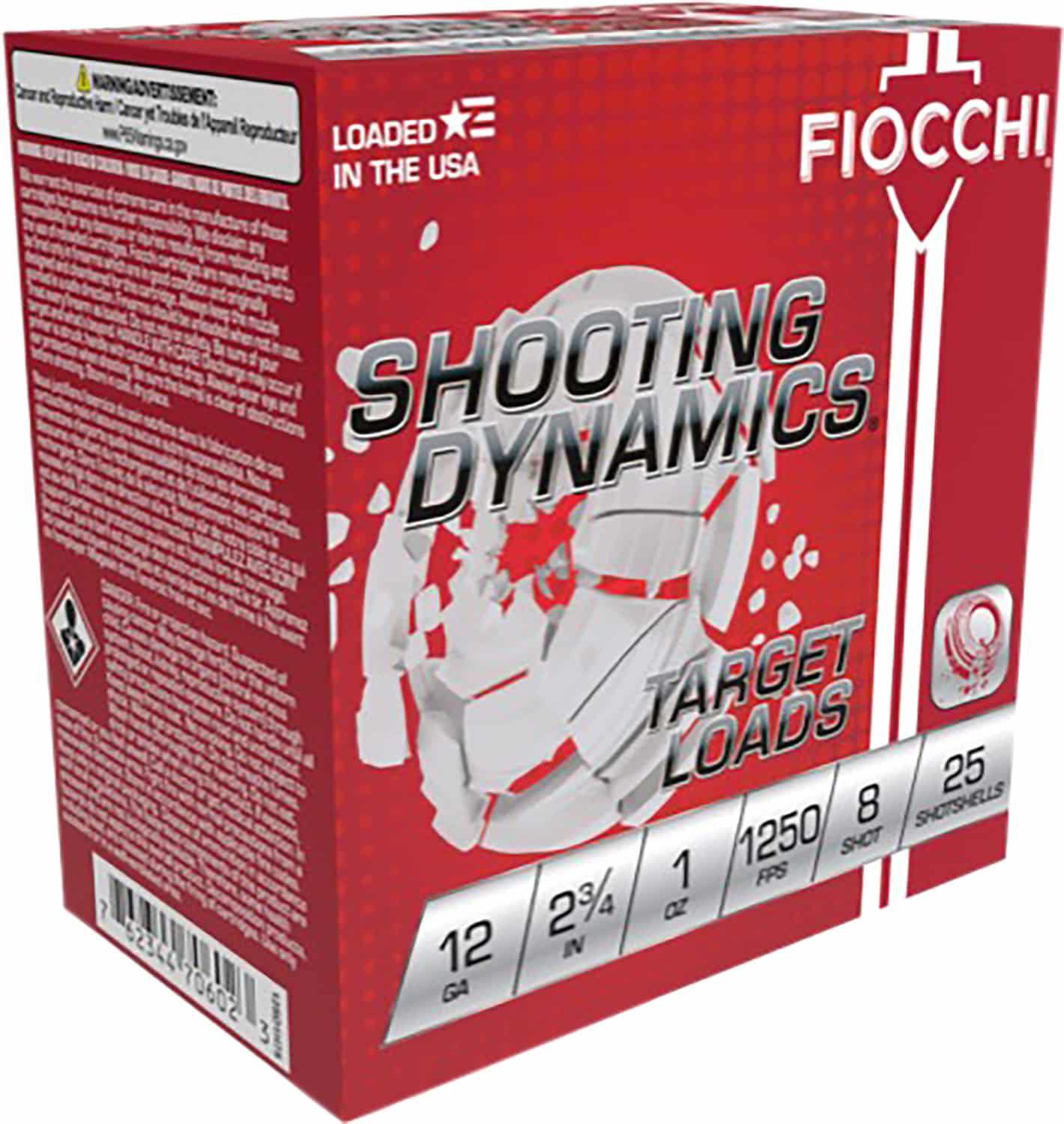 Fiocchi 12SD1X8 Shooting Dynamics 12Gauge 2.75" 1oz 8Shot 25 Per Box/10 Case