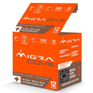 Migra Ammunitions M12UD75-9 Dove 12Gauge 2 3/4" 1 1/4oz 7.5/9Shot 25 Per Box/10 Case