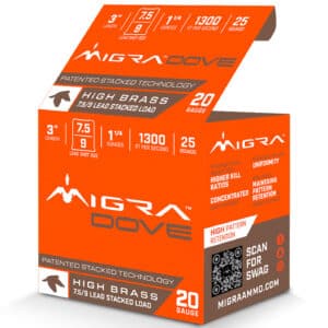 Migra Ammunitions M20UD75-9 Dove 20Gauge 3" 1 1/4oz 7.5/9Shot 25 Per Box/10 Case