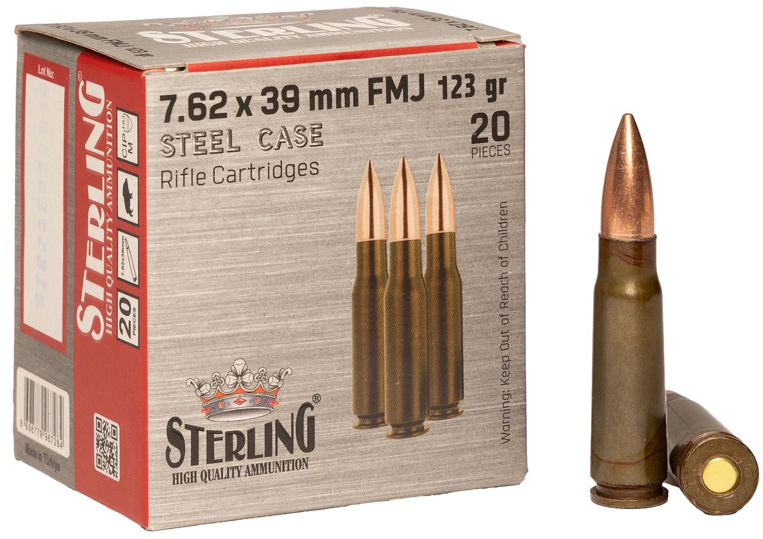 Sterling 8698779967284 7.62x39mm 123gr Full Metal Jacket 20 Per Box/50 Case
