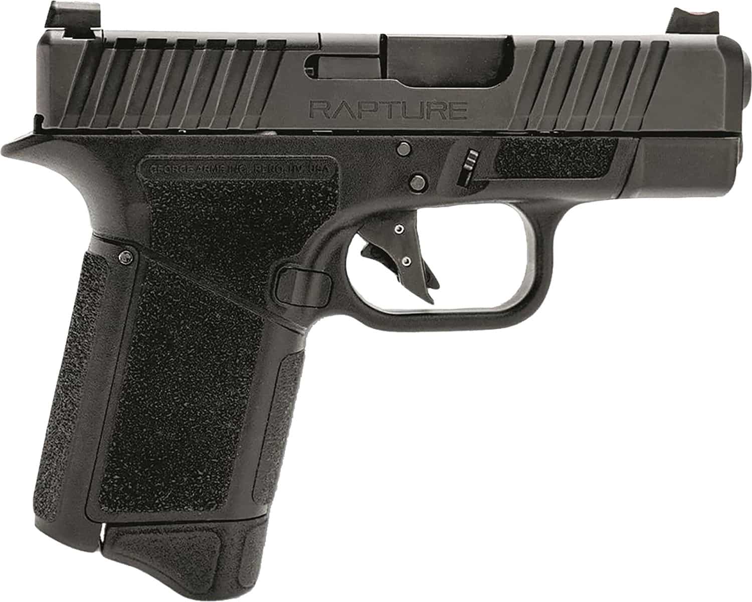 Gforce Arms GF932512GB Rapture Sub-Compact Frame 9mm Luger 12+1 3.25" Black Steel Barrel, Black Steel Optic Cut/Serrated Slide, Gray Cerakote Polymer Frame, Shield RMSc/RMR Footprint