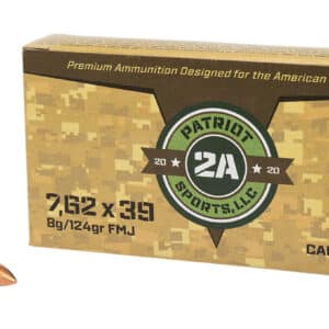 PATRIOT SPORTS LLC P762124F 7.62x39mm 124gr Full Metal Jacket 20 Per Box/50 Case